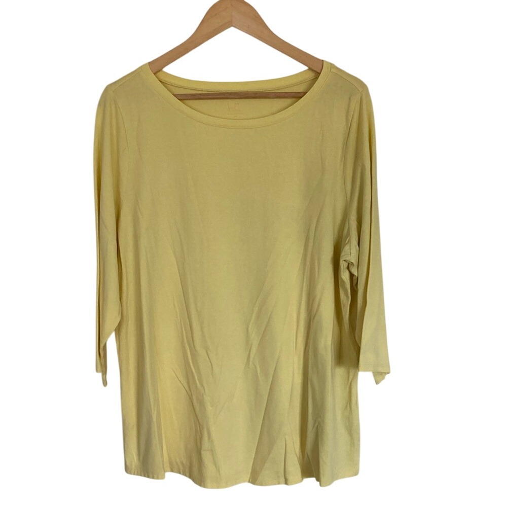 Kim Gravel Womens Butter Yellow 3/4 Sleeve Tee Shirt Size XL Modal Blend Casual